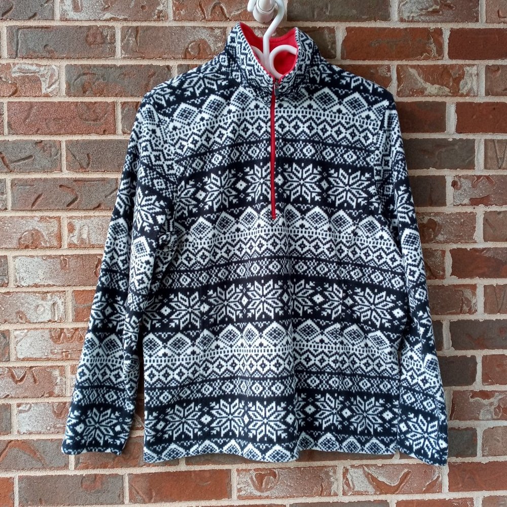 Lands End snowflake Print fleece jacket